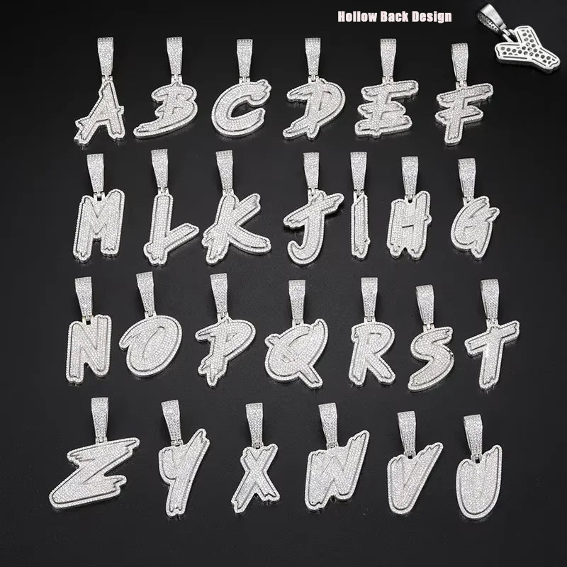 Fine New Unisex 925 Silver Pendant Letters Classic Punk Hiphop/Rock Letters Moissanite Pendant For Men Hip Hop Jewelry