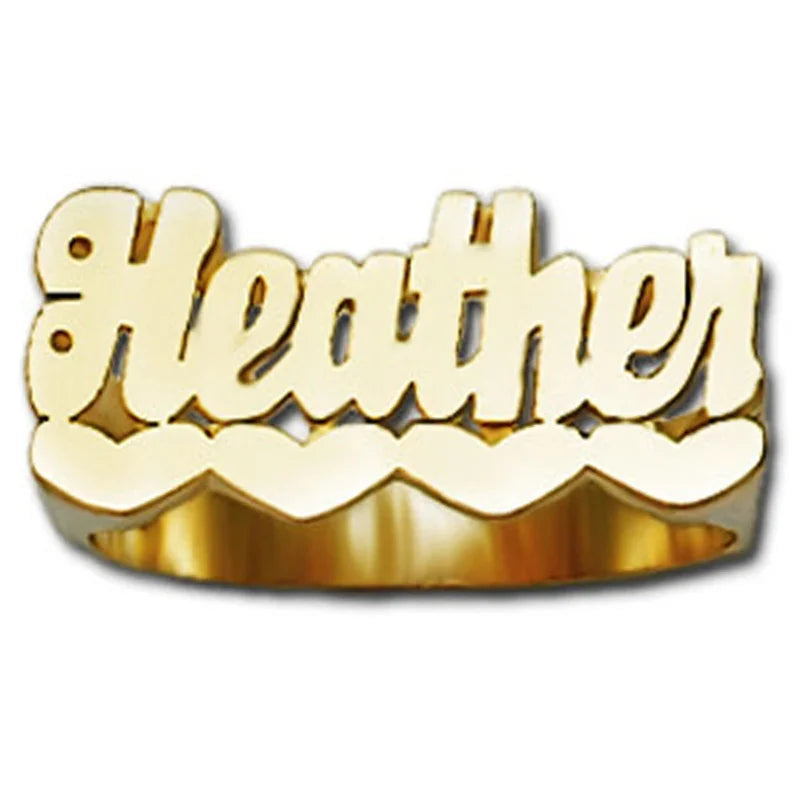 New Personality Hip Hop 3D Custom Name Ring with Hearts Women Customized Letter Ring Gold Fashion Punk Ring Christmas Gift
