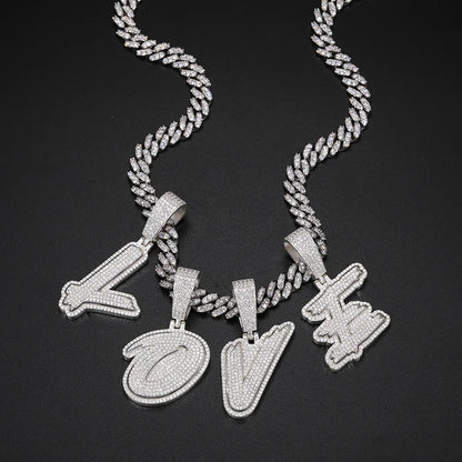 Fine New Unisex 925 Silver Pendant  Letters Classic Punk Hiphop/Rock Letters Moissanite Pendant For Men Hip Hop Jewelry