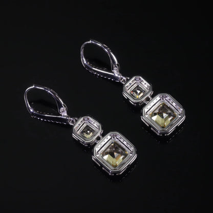 GEM'S BALLET 925 Sterling Silver Diamond-fire CZ- Fancy Light Yellow  Luxury Earring Party Queen's Vintage ART DECO Earrings