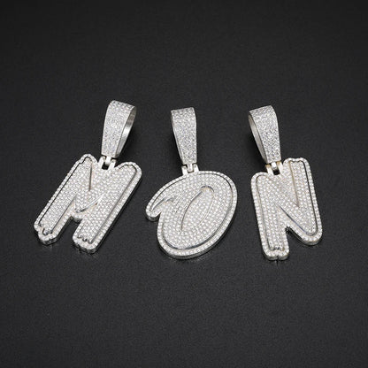 Fine New Unisex 925 Silver Pendant  Letters Classic Punk Hiphop/Rock Letters Moissanite Pendant For Men Hip Hop Jewelry