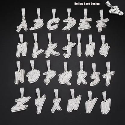 Fine New Unisex 925 Silver Pendant  Letters Classic Punk Hiphop/Rock Letters Moissanite Pendant For Men Hip Hop Jewelry